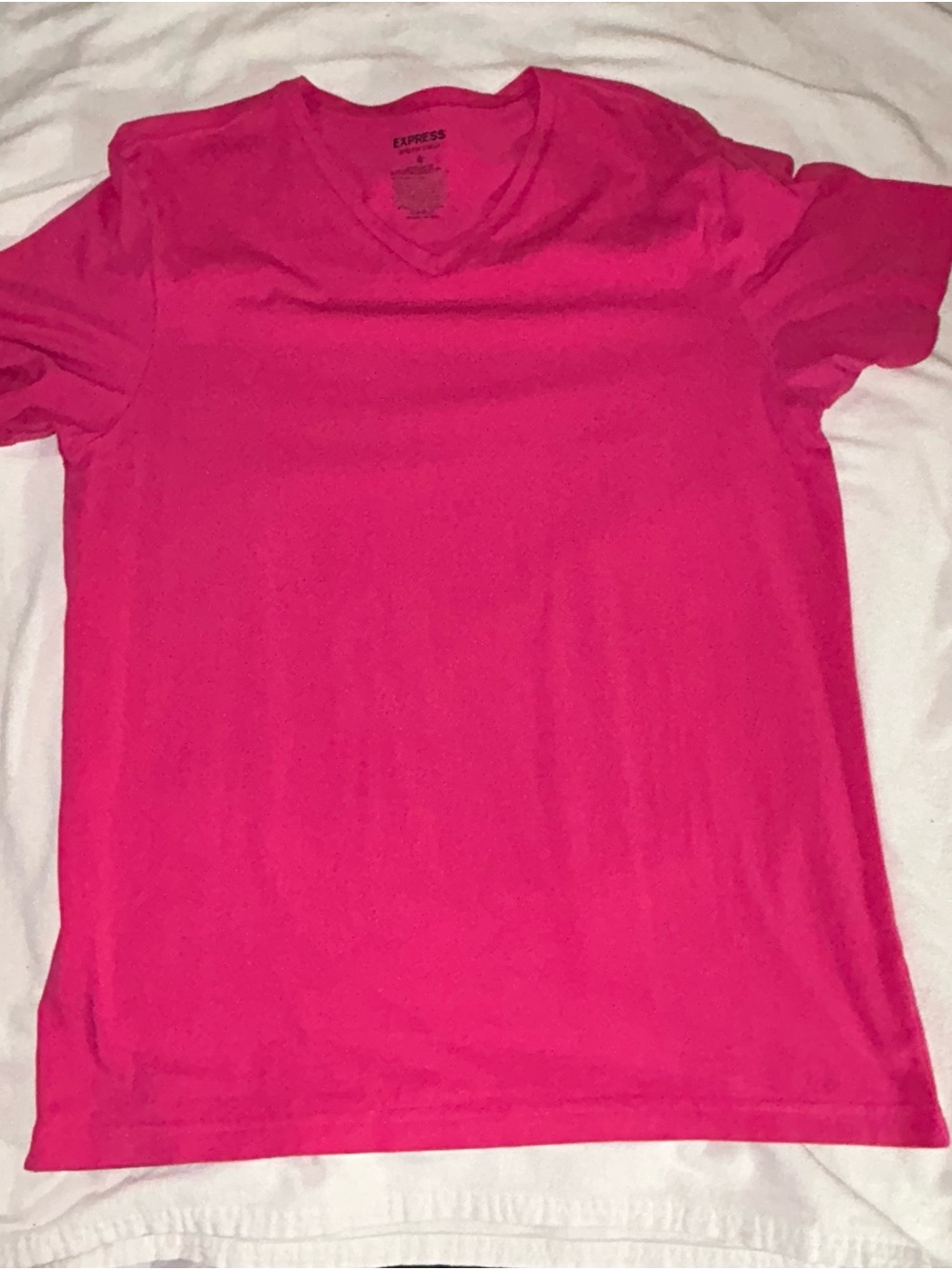 Express Bright Pink V-Neck T-Shirt
